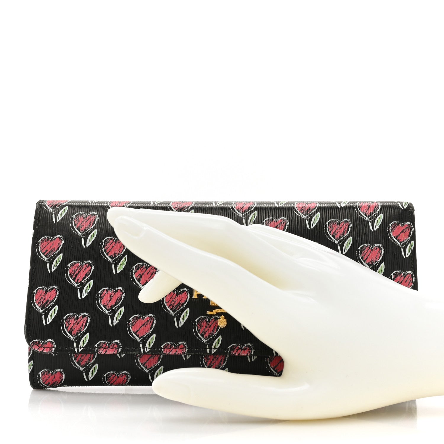 Prada Vitello Move Love Continental Flap Travel Wallet Black 2 of 18