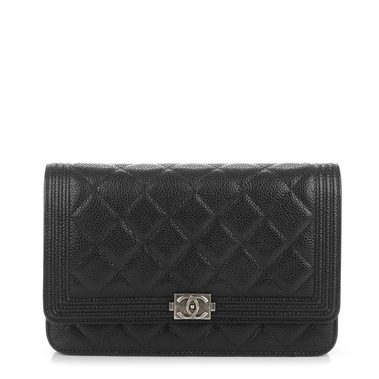 Caviar Quilted Boy Wallet On Chain WOC Black