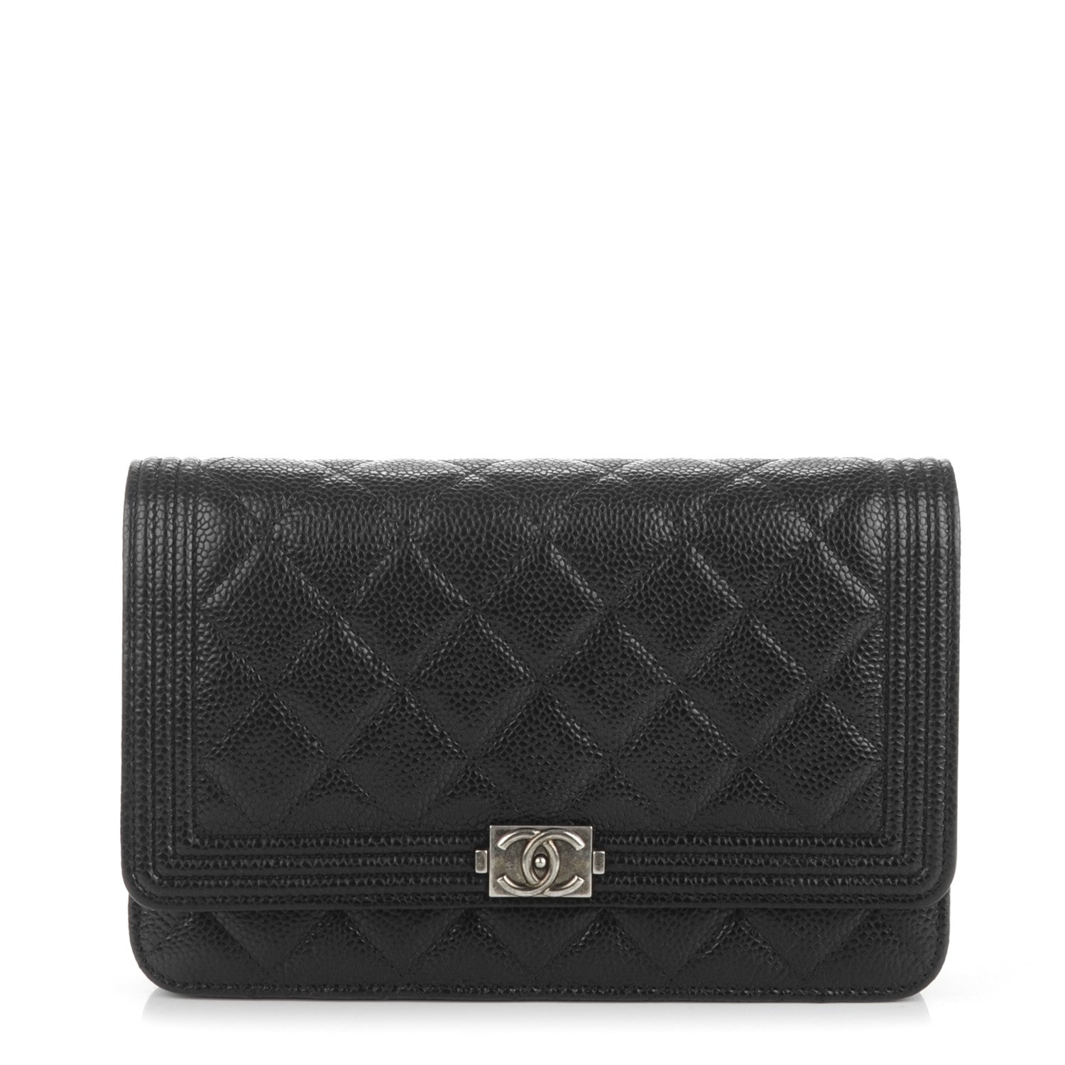 Chanel Caviar Quilted Boy Wallet On Chain WOC Black 1 of 8