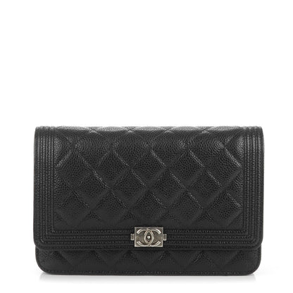Chanel Caviar Quilted Boy Wallet On Chain WOC Black 1 of 8