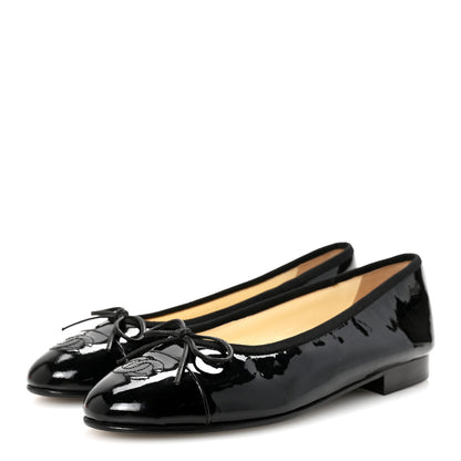 Chanel Patent Cap Toe Ballerina Flats 36 Black 4 of 9