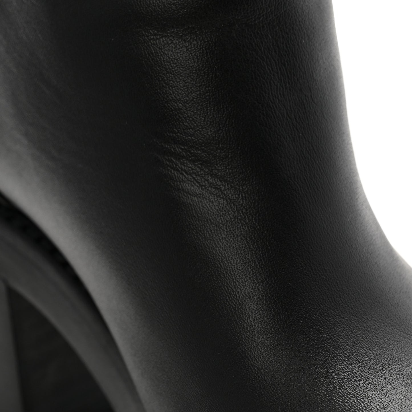 Calfskin Cap Toe High Boots 35.5 Black