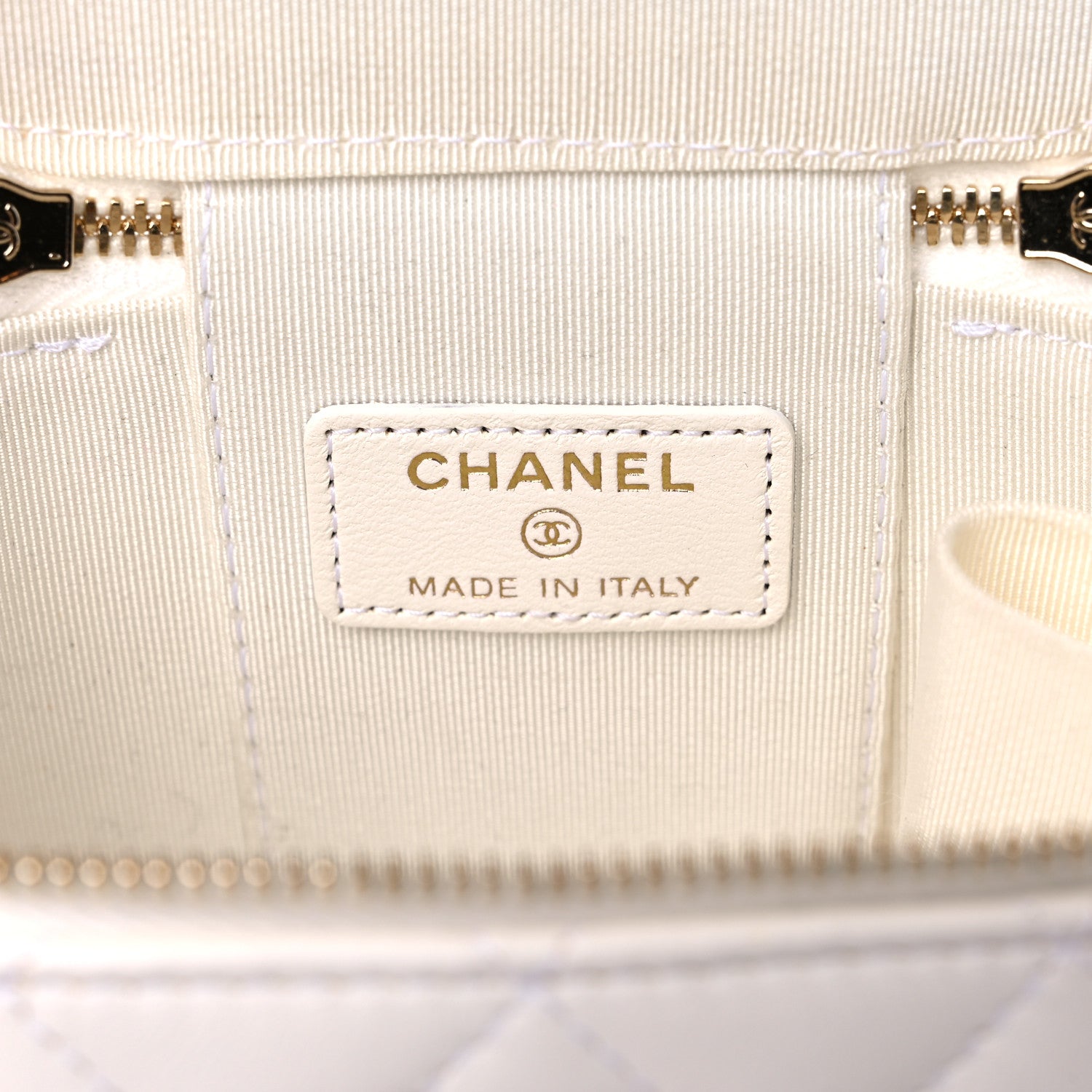 Chanel Lambskin Quilted Mini Camellia Bow Vanity Case With Chain White 6 of 9