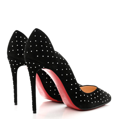 Christian Louboutin Veau Velours Studded Hot Chick 100 Pumps 37.5 Black Silver 4 of 7