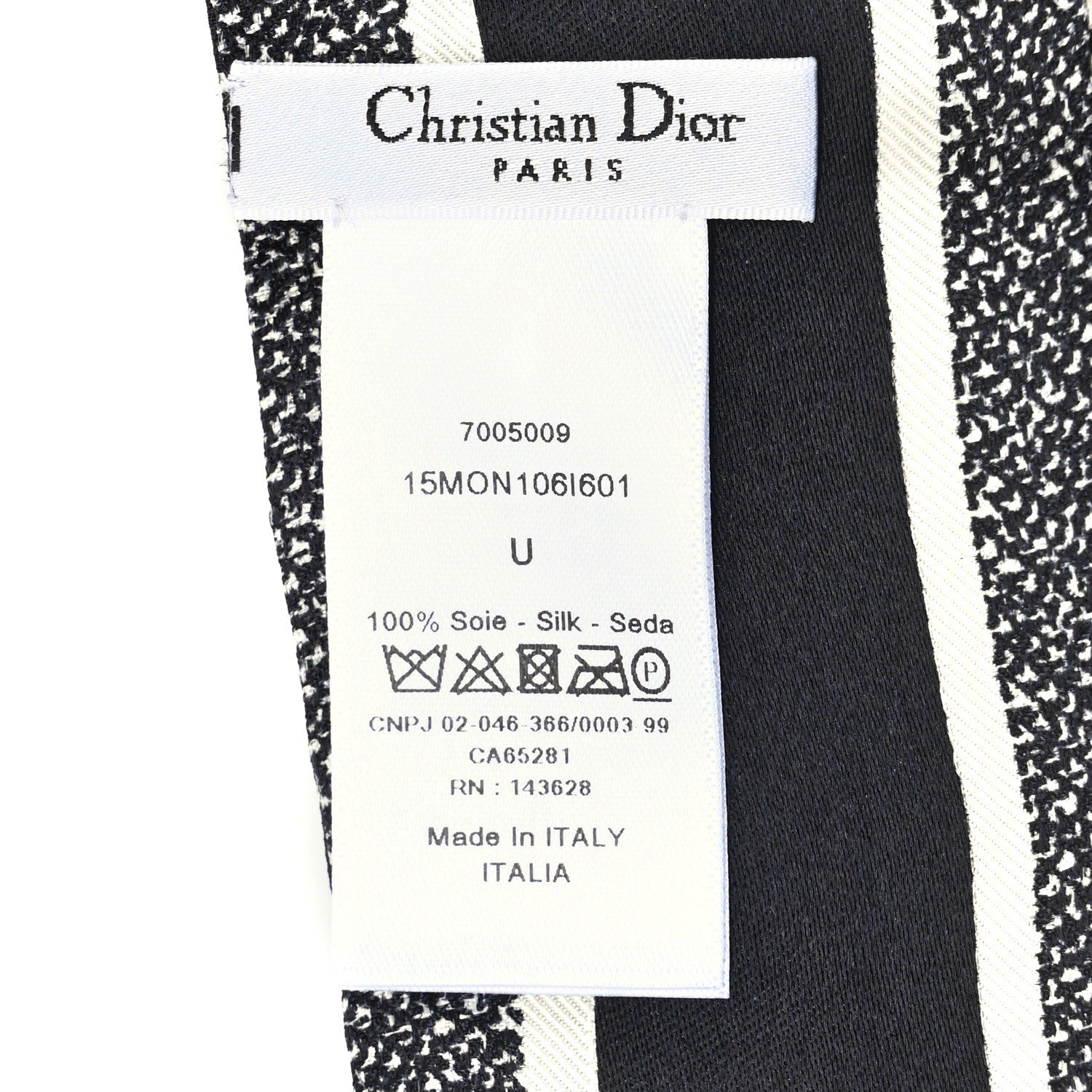 Christian Dior Silk 30 Montaigne Mitzah Scarf Black White 1545125