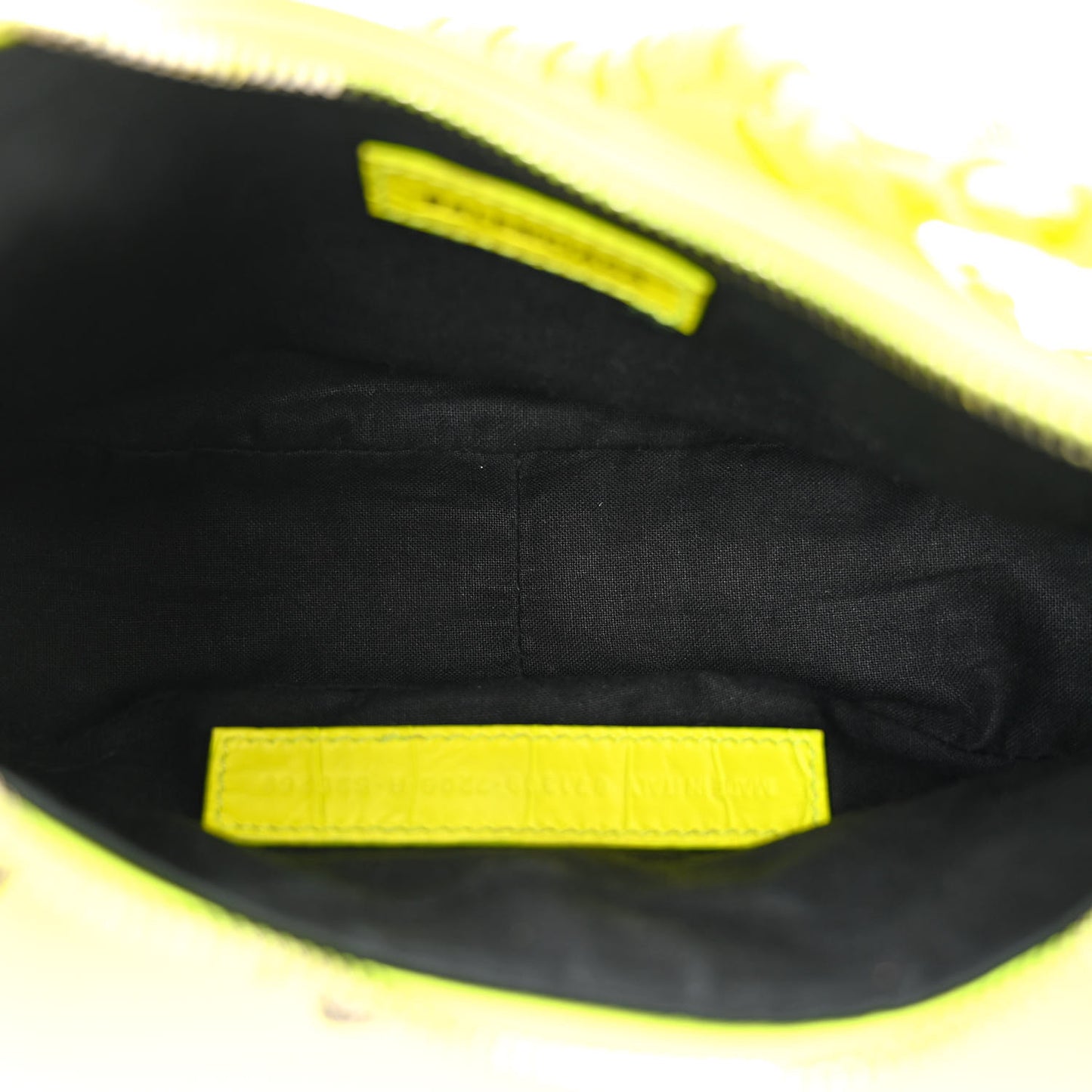 Extra Supple Calfskin Crocodile Embossed Le Cagole Shoulder Bag XS Fluo Yellow