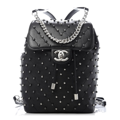 Chanel Lambskin Chevron Quilted Studded Stud Wars Backpack Black 1 of 9