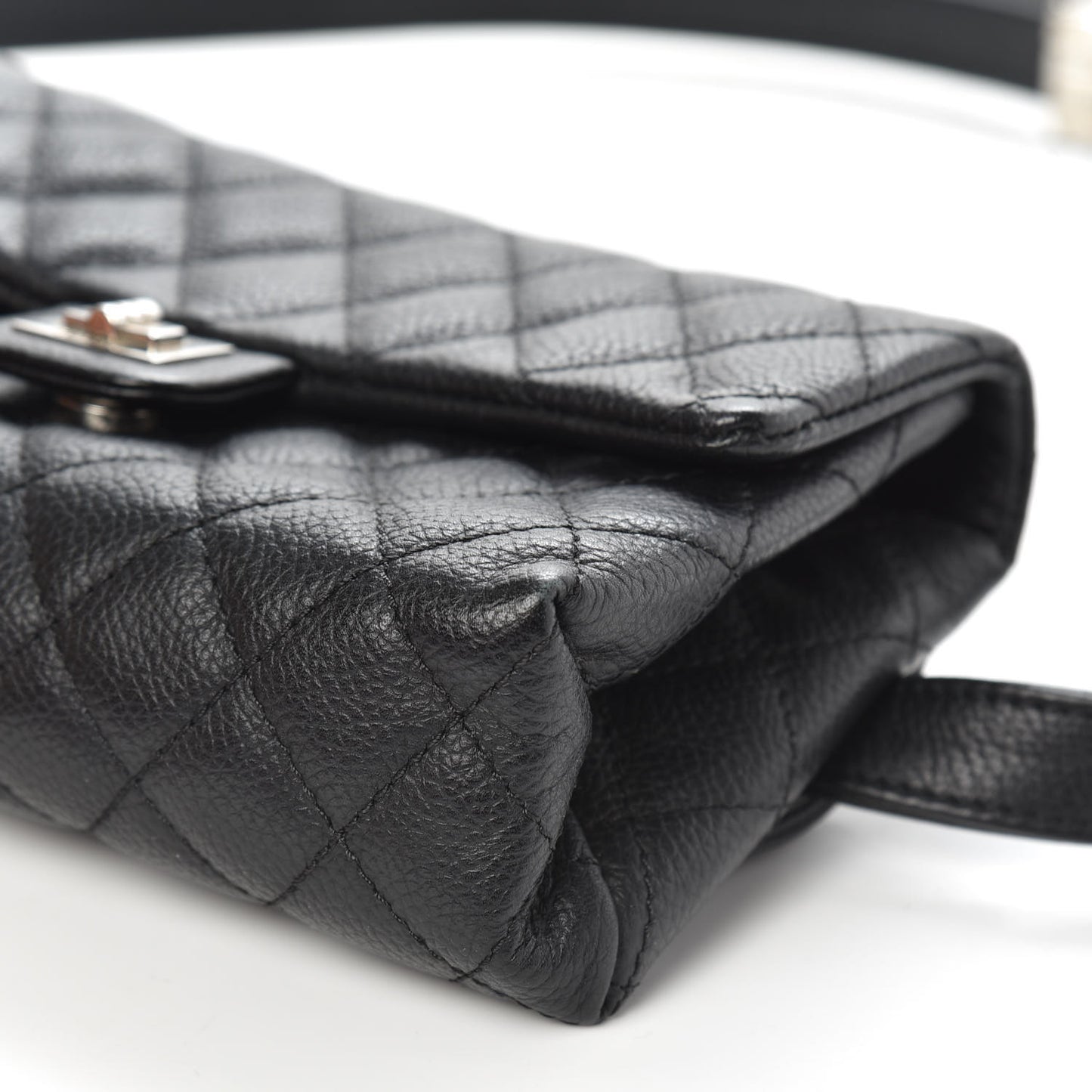 Grained Calfskin Quilted 2.55 Reissue Flap Belt Bag Clutch Black