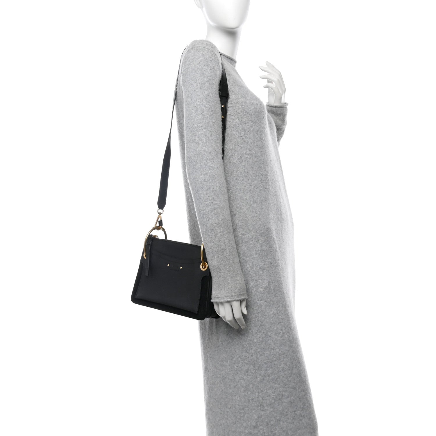 Chloe Calfskin Suede Small Roy Bag Black 2 of 10