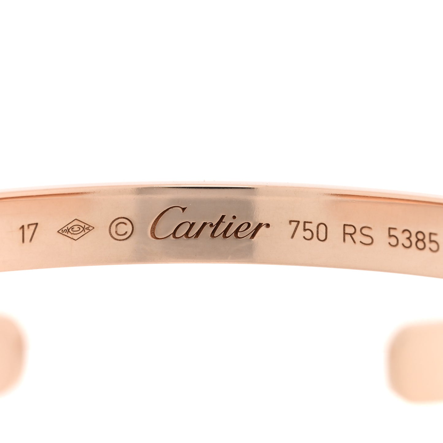 18K Pink Gold LOVE Cuff Bracelet 17
