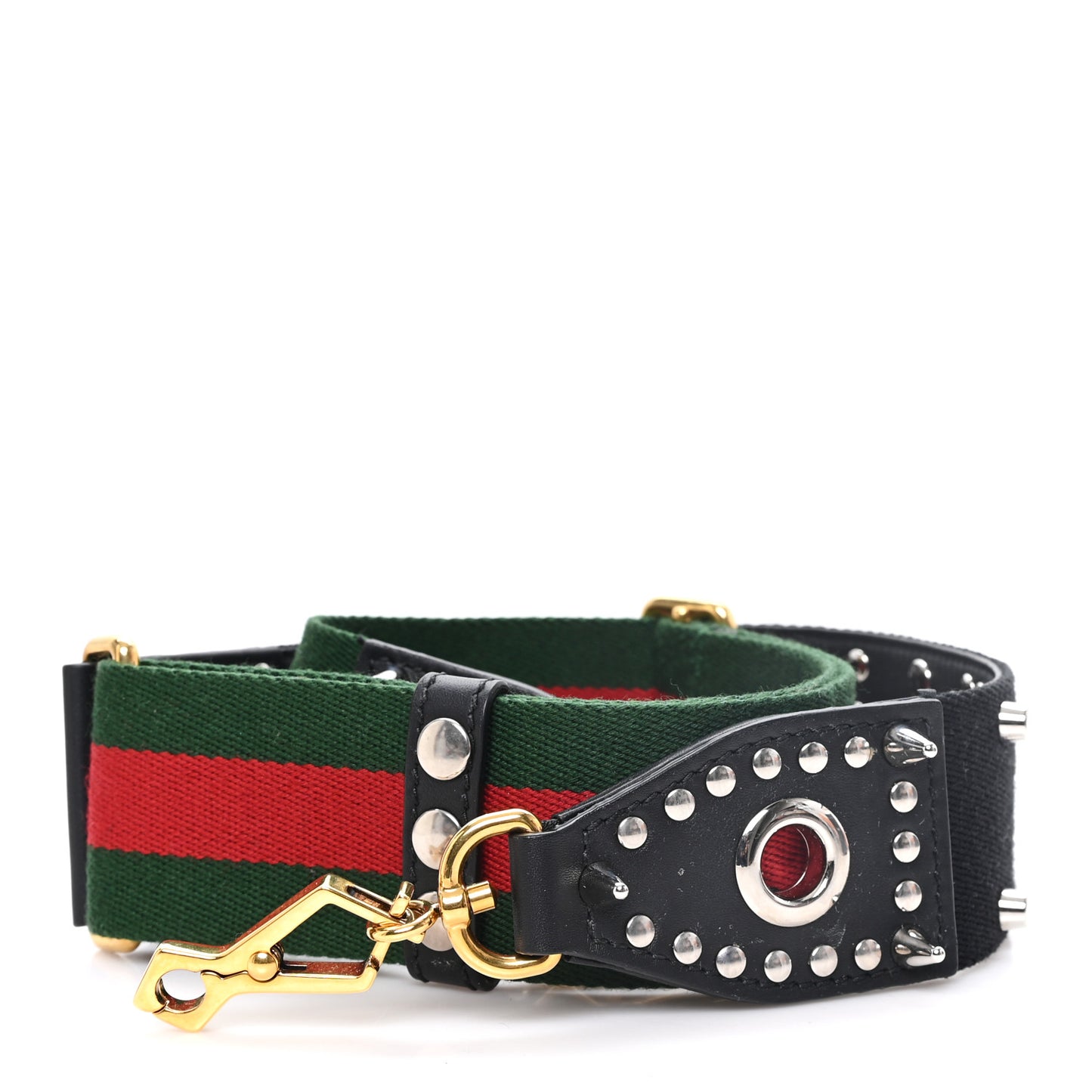 Canvas Web Studded Wide Shoulder Strap Green Red