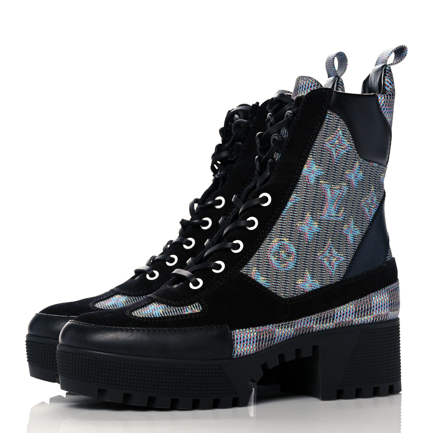 Louis Vuitton Monogram LV Pop Suede Calfskin Laureate Platform Desert Boots 39 Blue 3 of 8