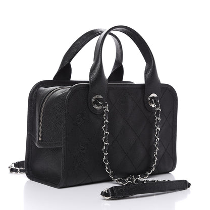 Chanel Caviar Quilted Small Deauville Bowling Bag Black 3 of 9