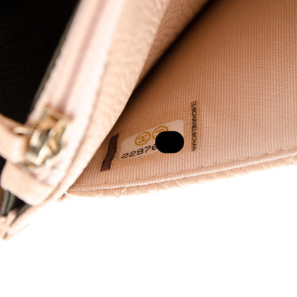 Chanel Caviar Quilted Boy Wallet On Chain WOC Beige 8 of 8