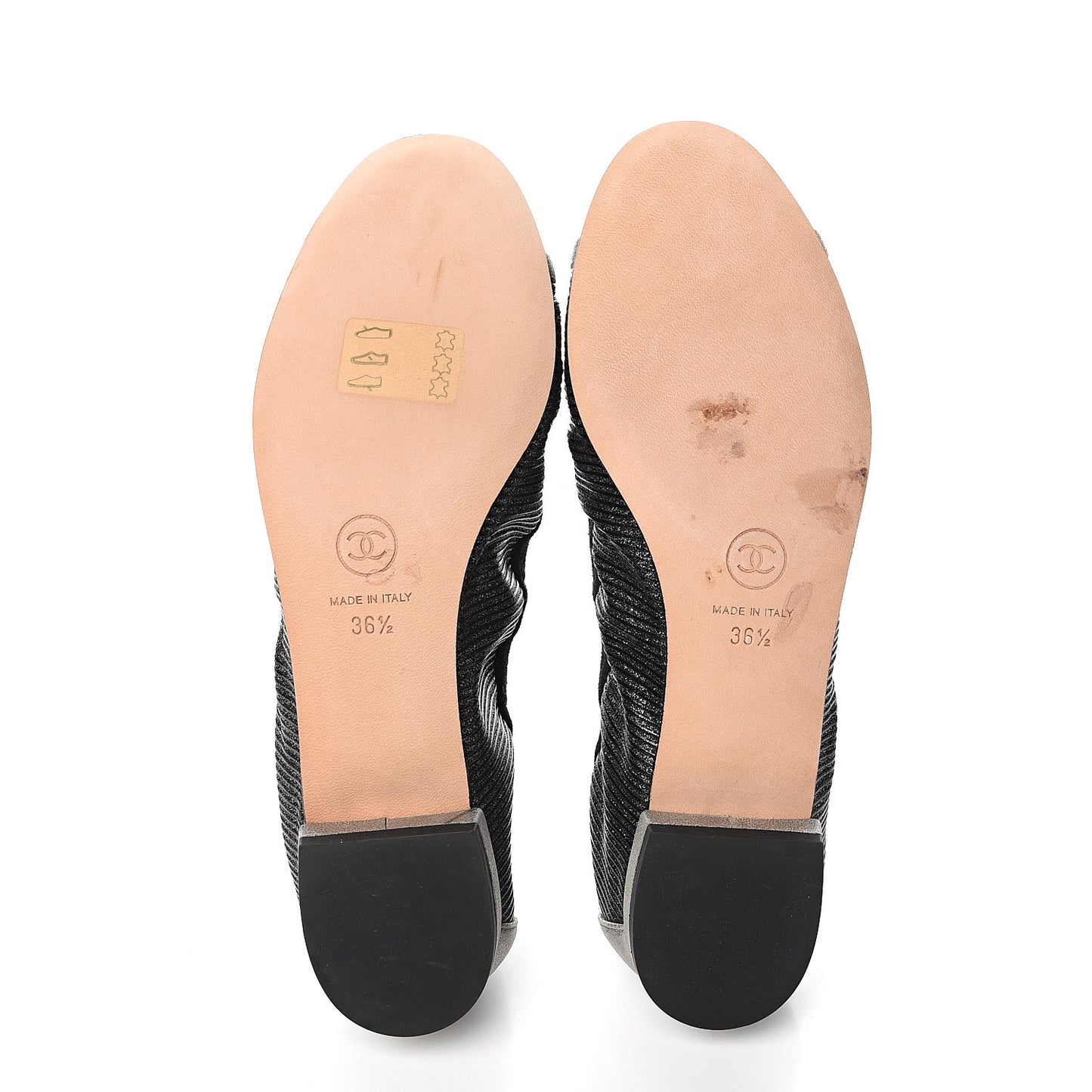 Metallic CC Elastic Cap Toe Ballerina Flats 36.5 Black Silver
