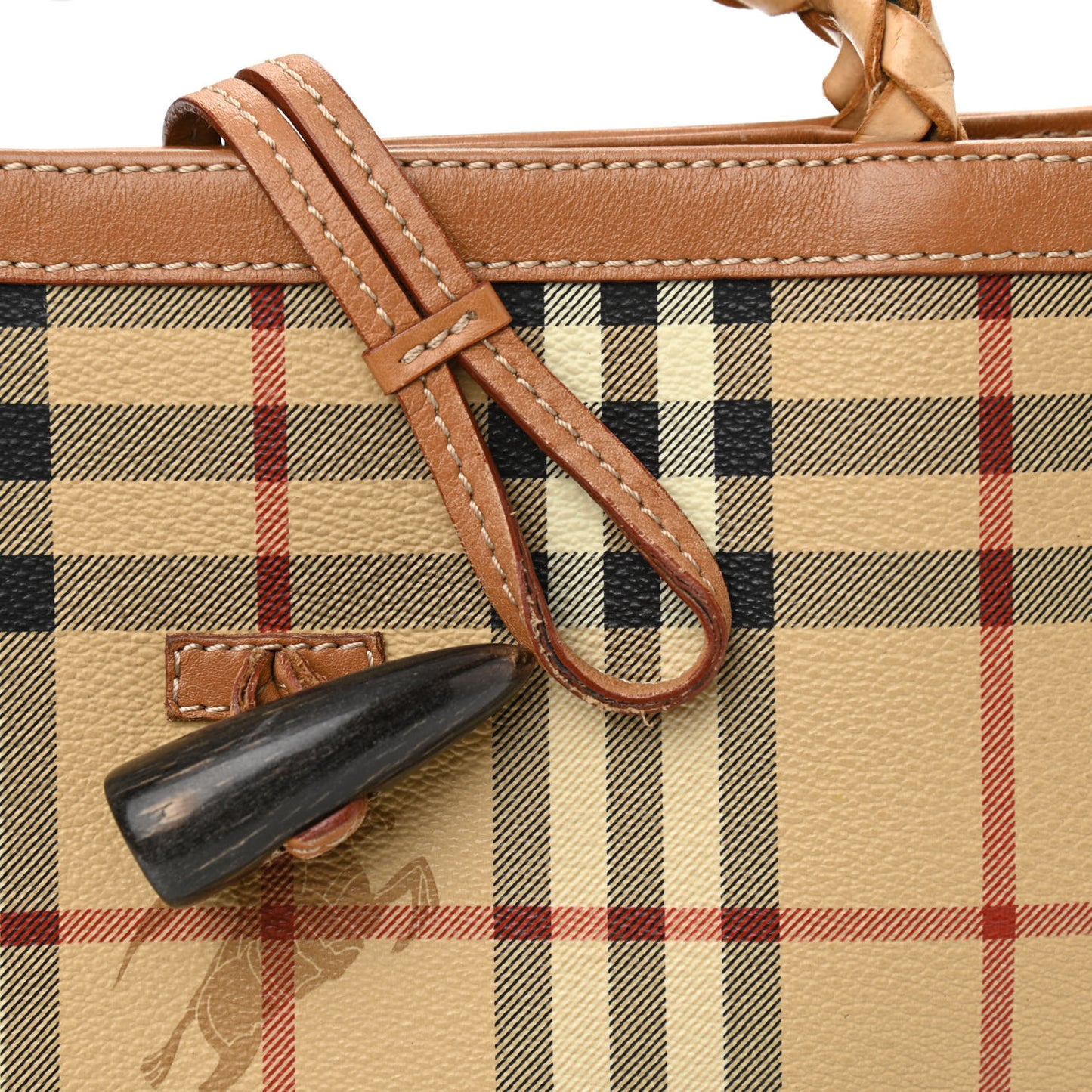 Haymarket Check Suede Horn Toggle Shoulder Bag Red
