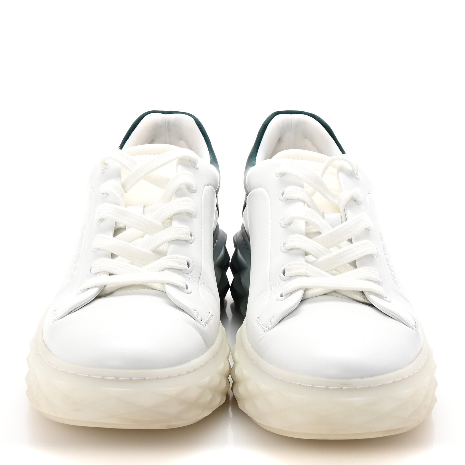 Jimmy Choo Nappa Diamond Maxi  F II Platform Sneakers 40 White Green Mix 3 of 9
