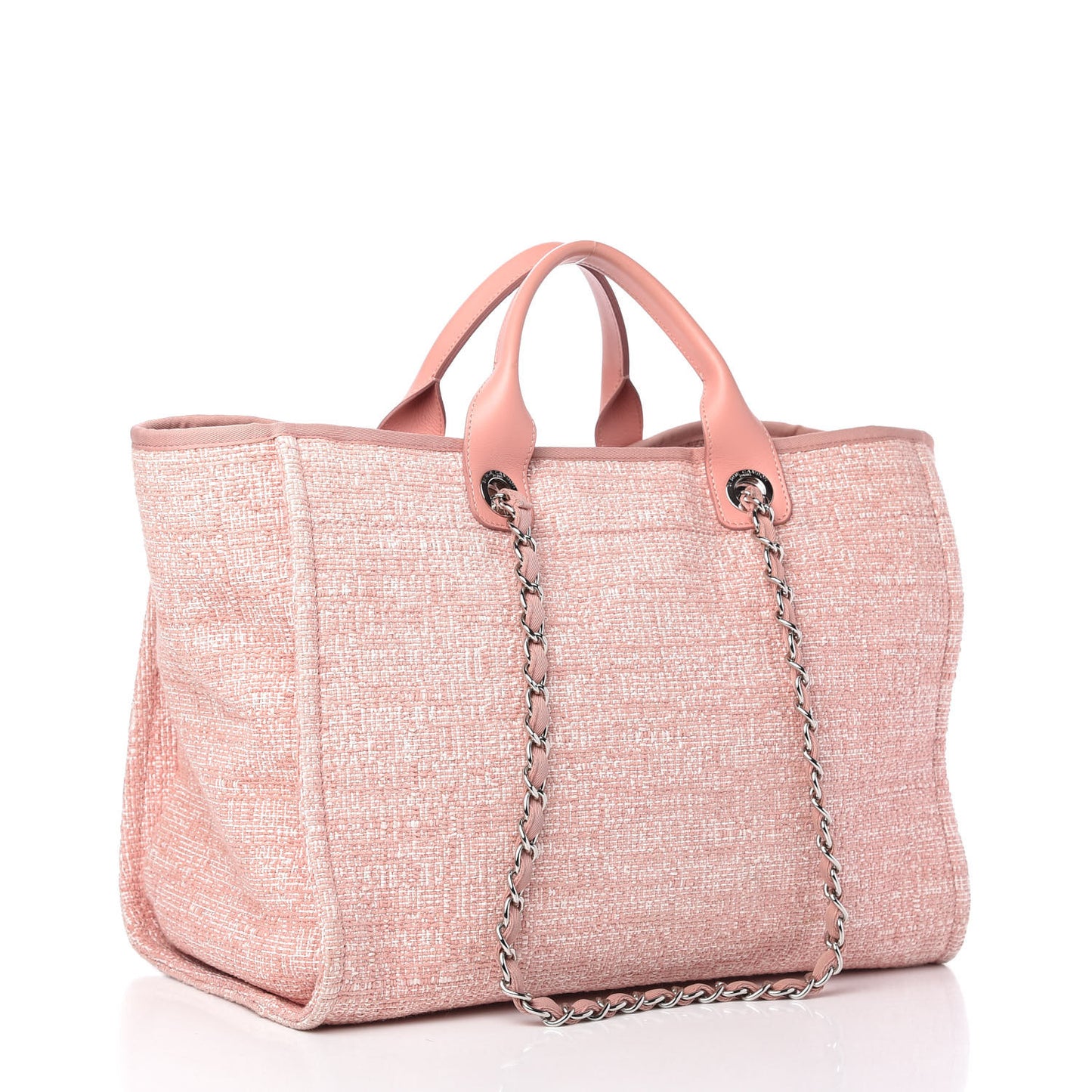Straw Lurex Medium Deauville Tote Pink