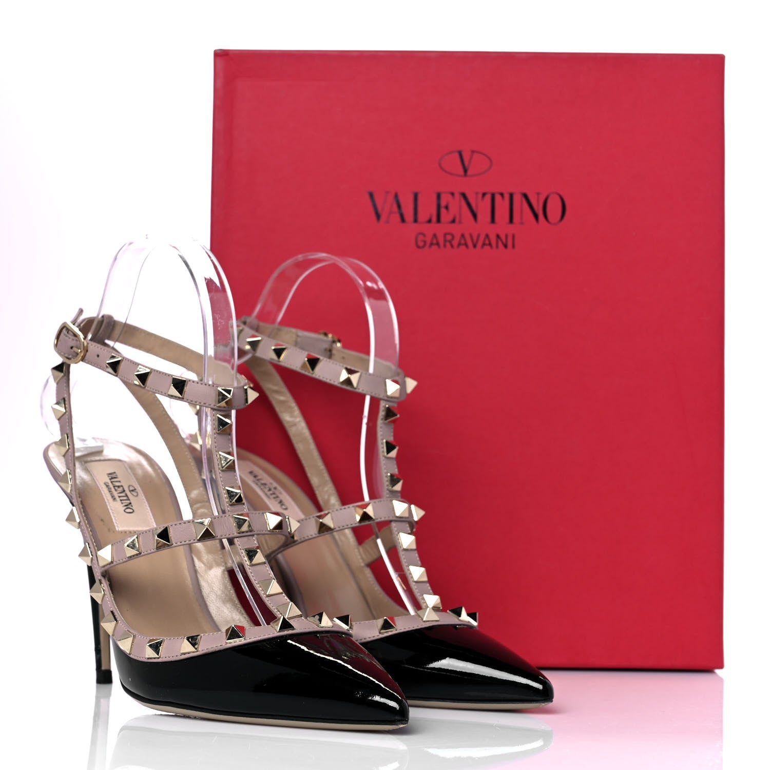 Valentino Garavani Patent Nappa Rockstud Ankle Strap 100mm Pumps 39 Black Poudre 8 of 8