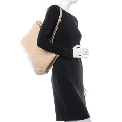 Chanel Calfskin Quilted Large CC Shopping Tote Beige 2 of 12