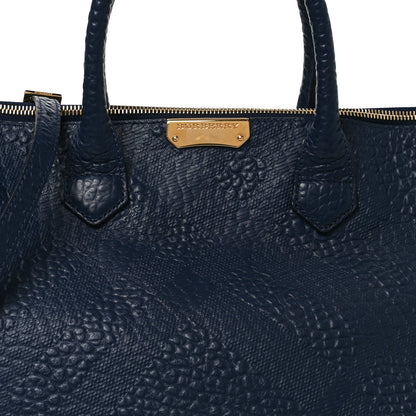 Burberry Heritage Grain Check Embossed Medium Dewsbury Tote Blue Carbon 7 of 9