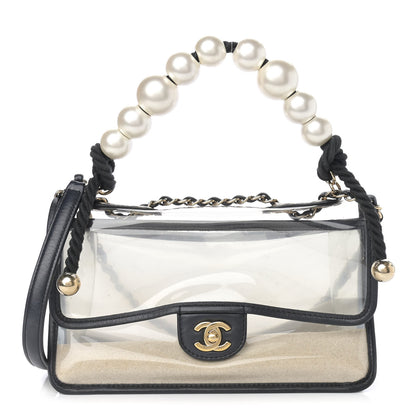 Chanel Lambskin PVC Sand By The Sea Flap With Pearl Strap Black 1 of 12