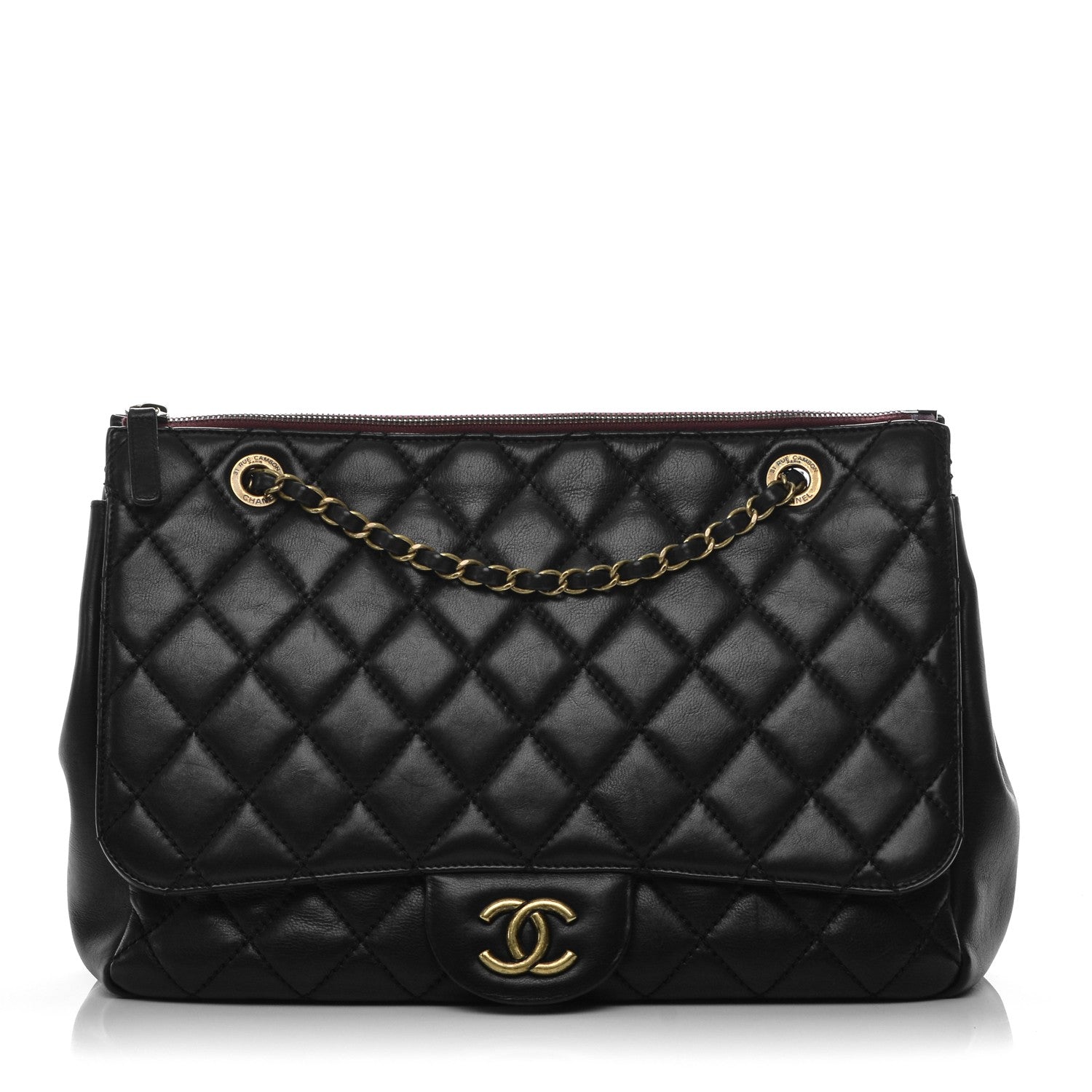 Chanel Calfskin Quilted Maxi Blizzard Zip Top Flap Black 1 of 7
