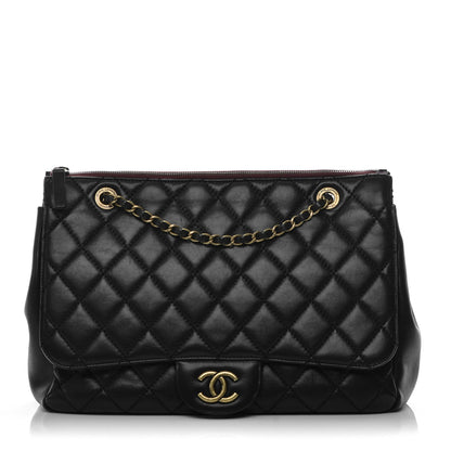 Chanel Calfskin Quilted Maxi Blizzard Zip Top Flap Black 1 of 7