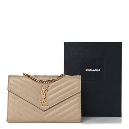 Saint Laurent Grain De Poudre Matelasse Chevron Monogram Chain Wallet Nude Powder 11 of 11