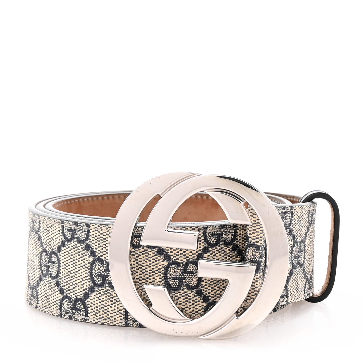 Gucci GG Supreme Monogram Selleria Calfskin Interlocking G 40mm Belt 90 36 Navy 1 of 5
