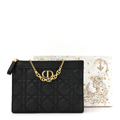 Christian Dior Calfskin Cannage Caro Zipped Pouch With Chain Black 11 of 11