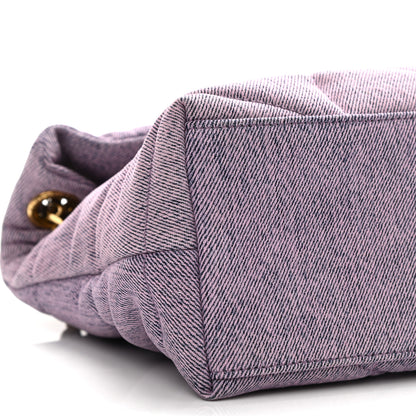 Saint Laurent Denim Quilted Small Loulou Puffer Monogram Chain Satchel Bleached Lilac 9 of 10