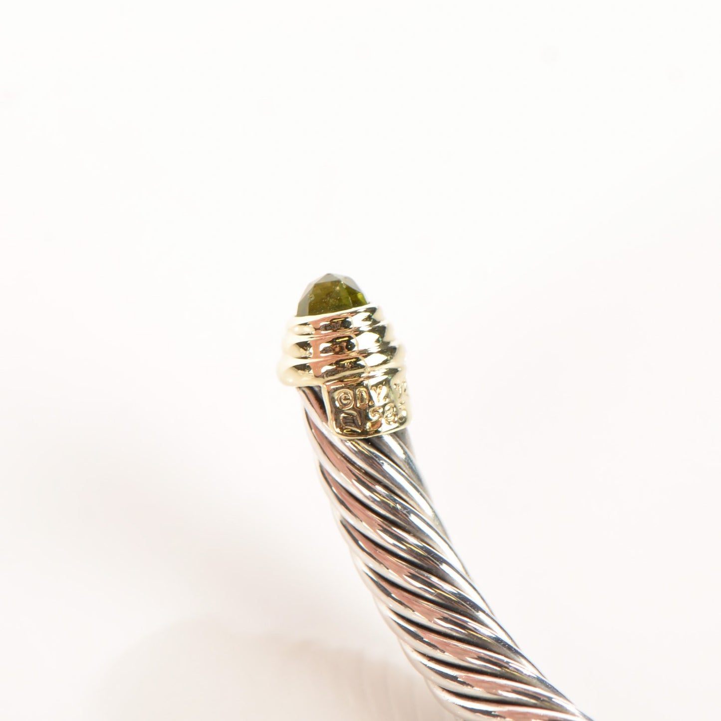Sterling Silver 14K Yellow Gold Peridot 5mm Cable Classics Bracelet