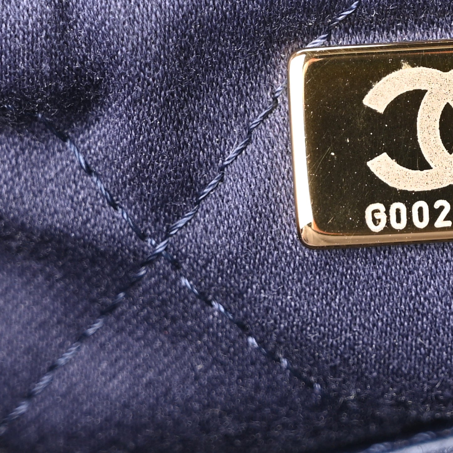 Shiny Calfskin Quilted Chanel 22 Navy Blue