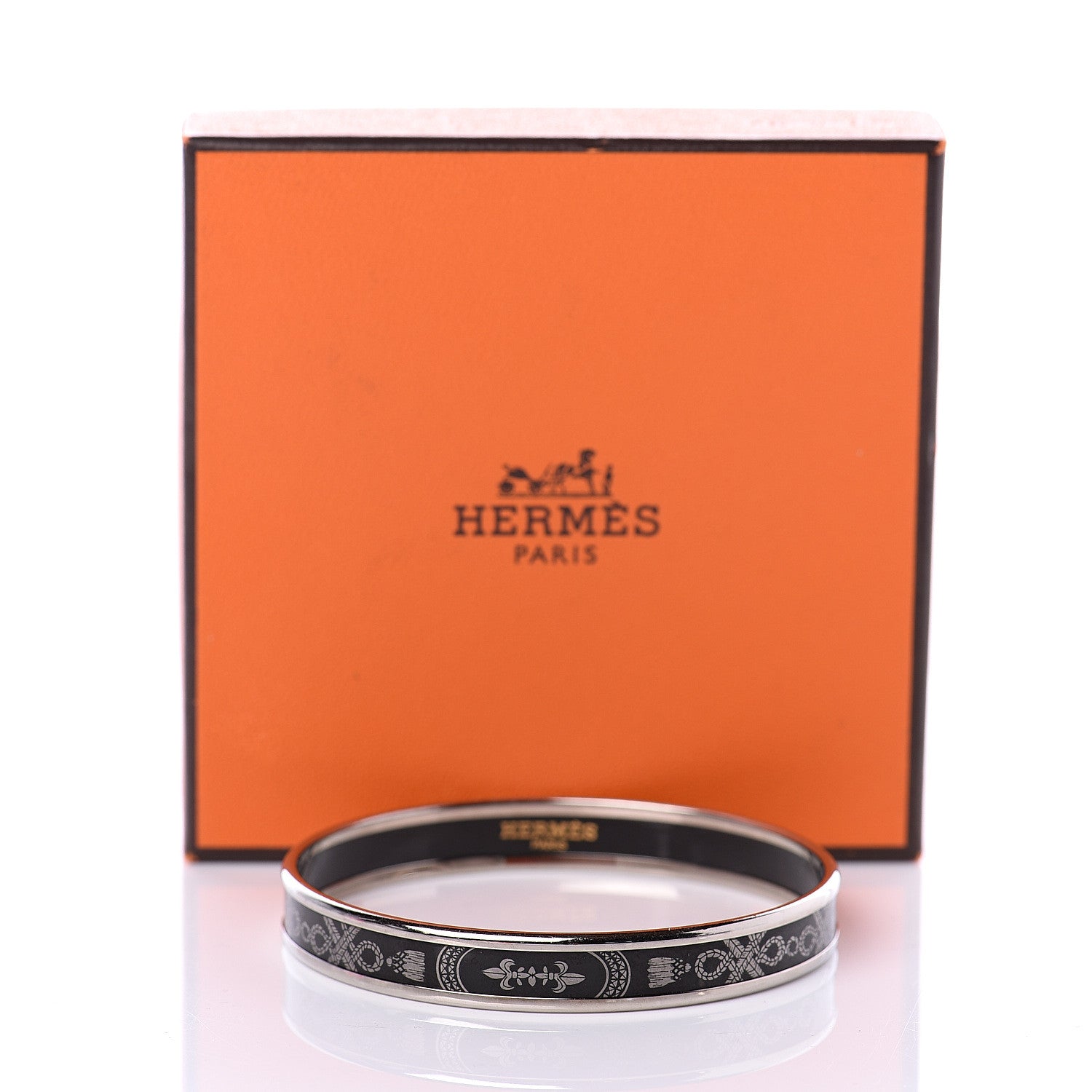 Hermes Enamel Printed Narrow Grand Apparat Bracelet 65 Black 5 of 5