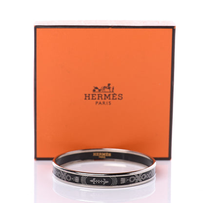 Hermes Enamel Printed Narrow Grand Apparat Bracelet 65 Black 5 of 5