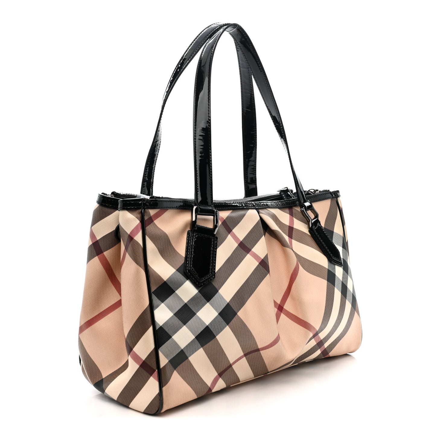 Patent Trim Supernova Check Medium Melbury Tote Black