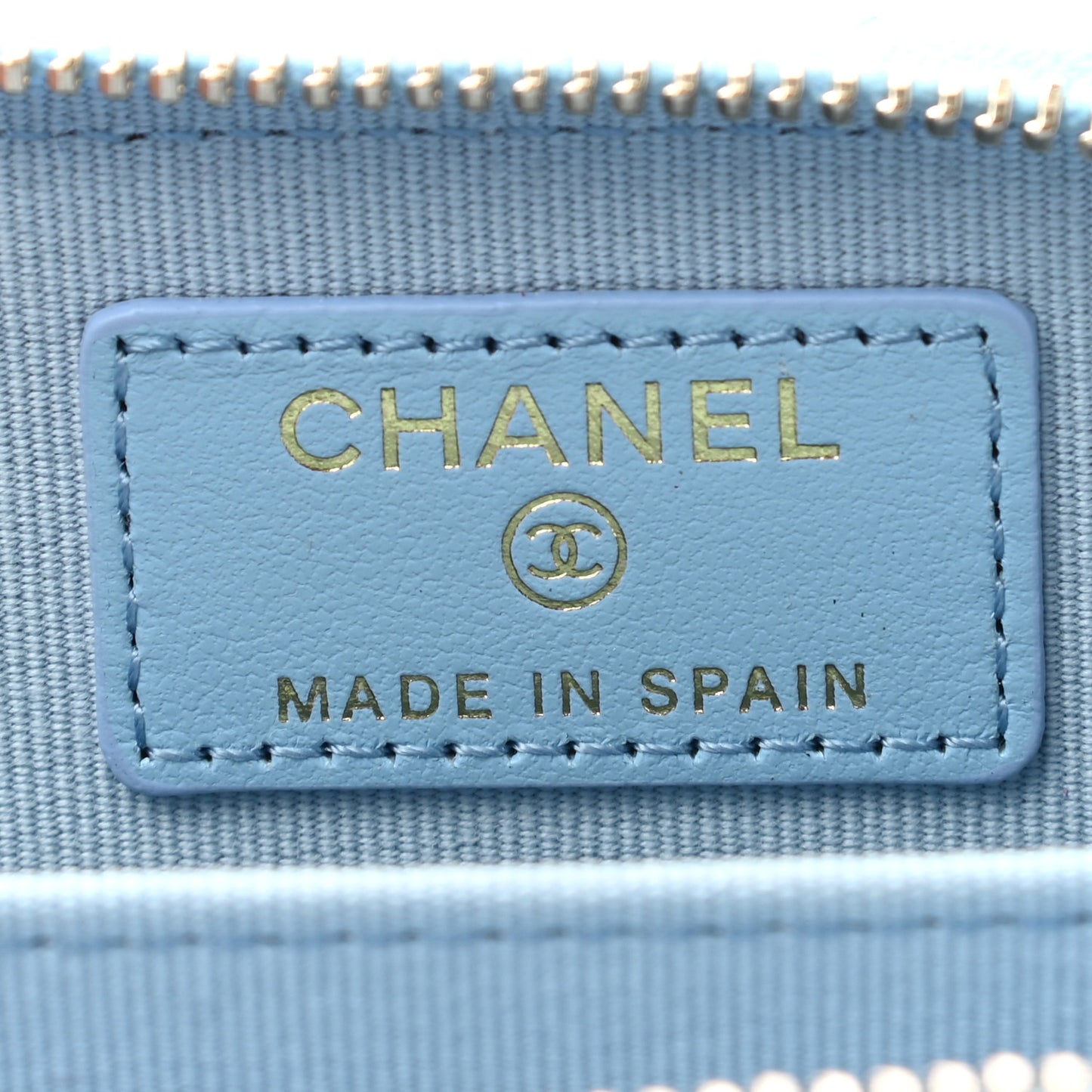 Lambskin Quilted Chanel 19 Vertical Zip Card Holder Wallet Light Blue