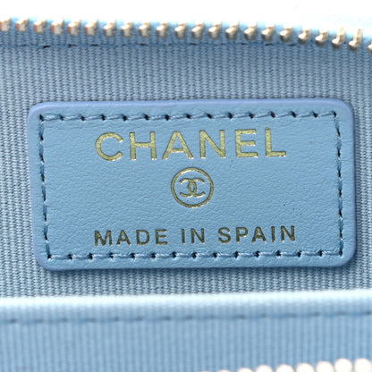 Chanel Lambskin Quilted Chanel 19 Vertical Zip Card Holder Wallet Light Blue 6 of 9