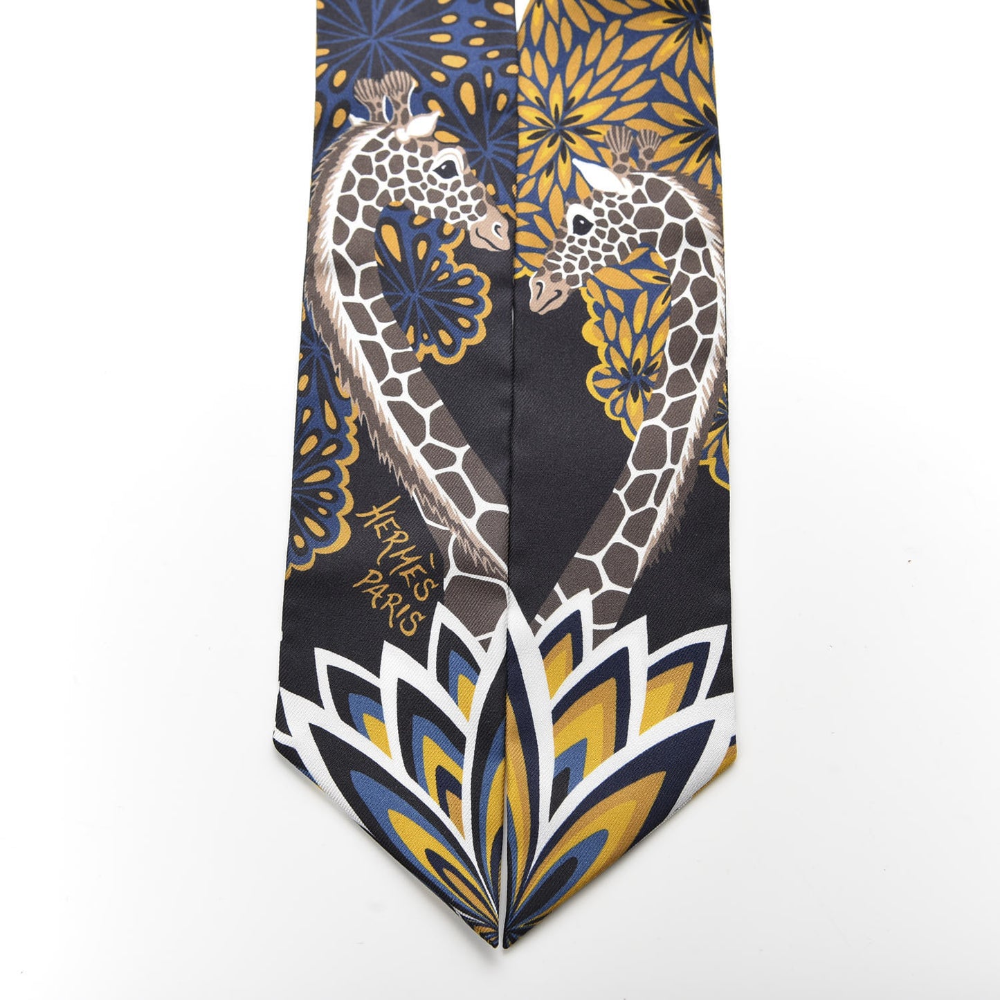 Silk The Three Graces Twilly Bleu Nuit Gold Black