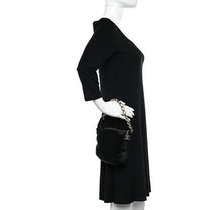 Chanel Satin Quilted CC Chain Hobo Black 2 of 11
