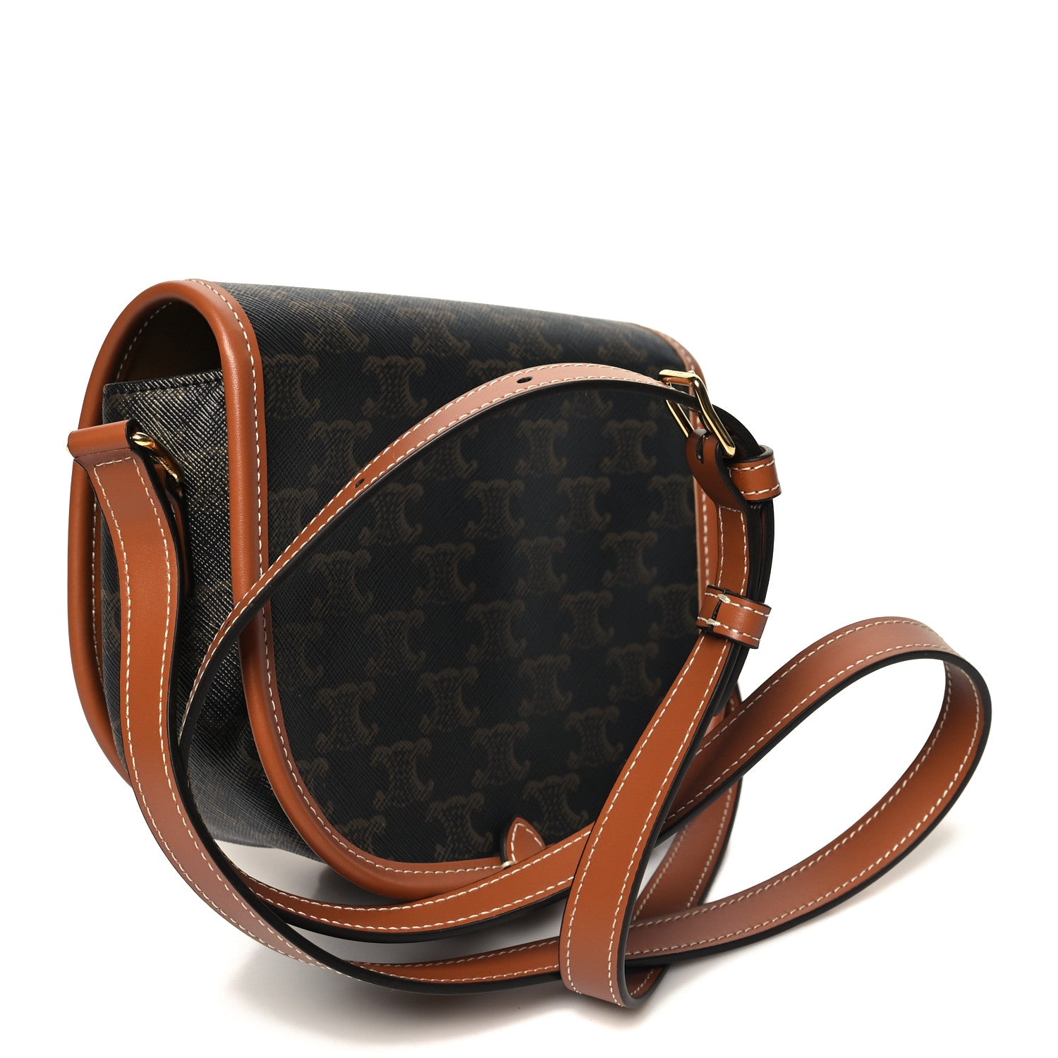 Celine Triomphe Canvas Medium Folco Bag Tan 3 of 9