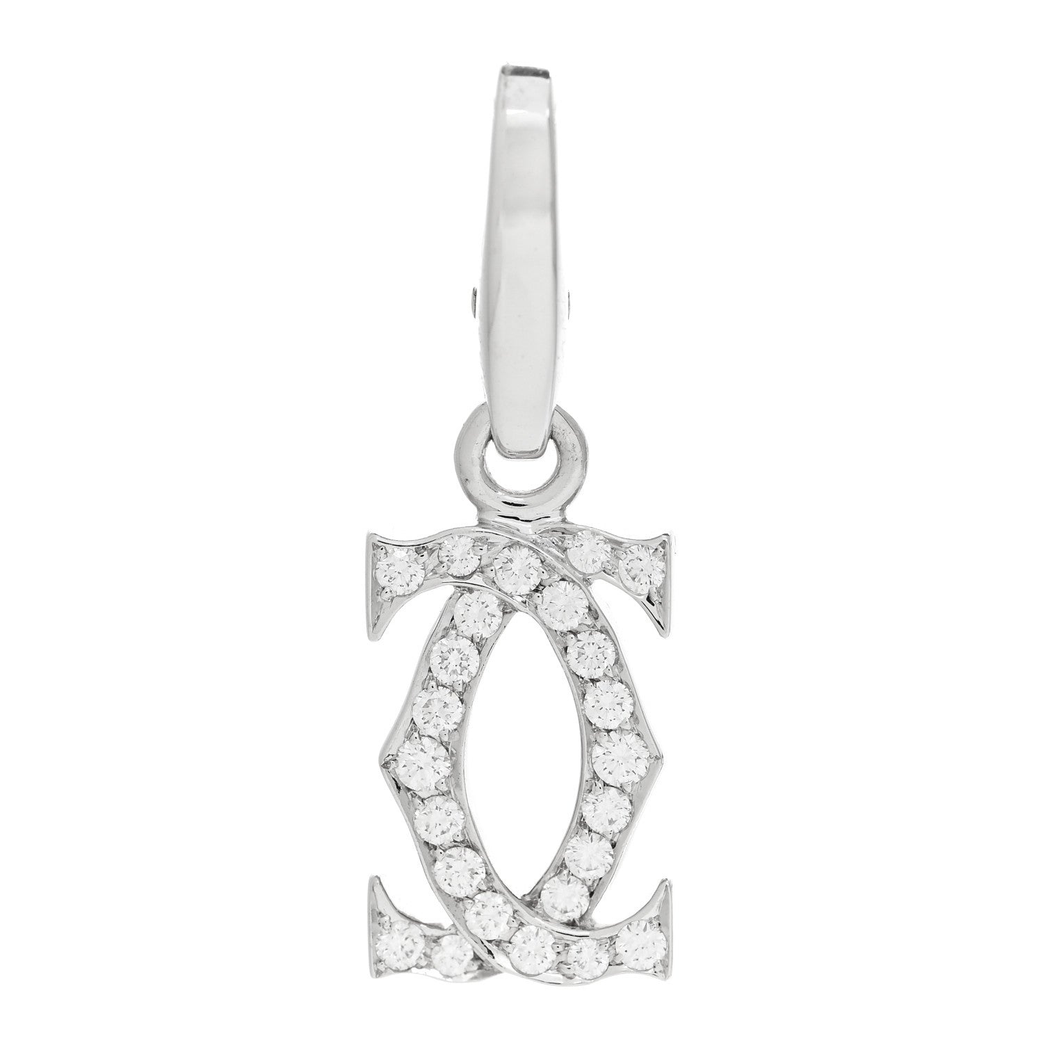 Cartier 18K White Gold Diamond Logo Charm 1 of 5