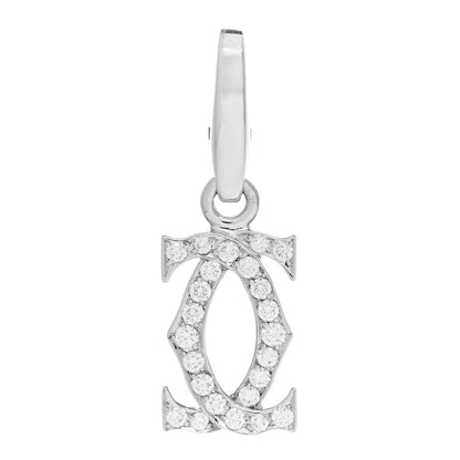 Cartier 18K White Gold Diamond Logo Charm 1 of 5