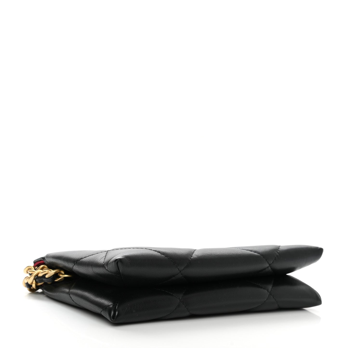 Shiny Goatskin Quilted Small Chanel 19 Pouch With Handle Black