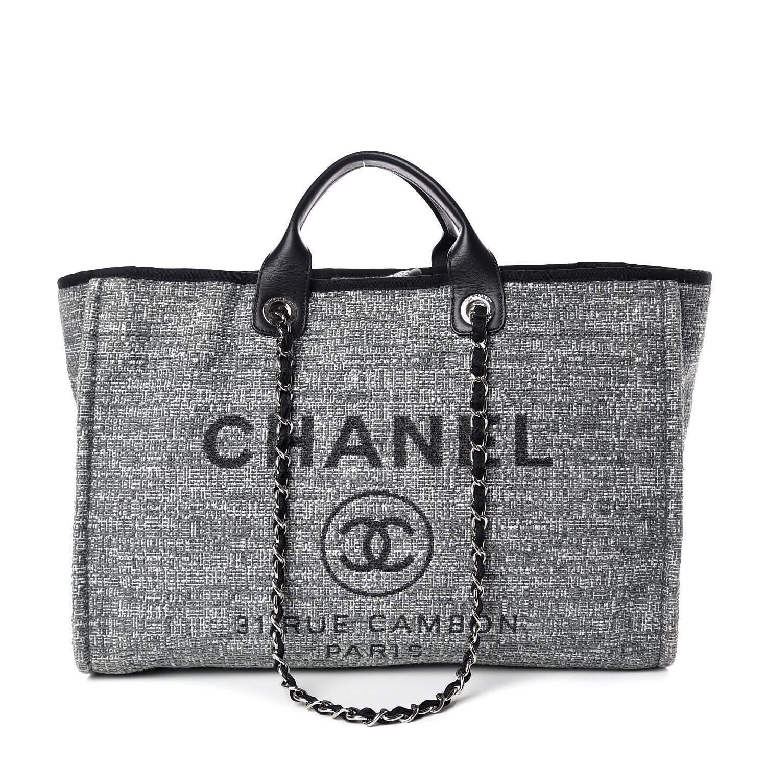 Chanel Canvas Large Deauville Tote Charcoal 1 of 9