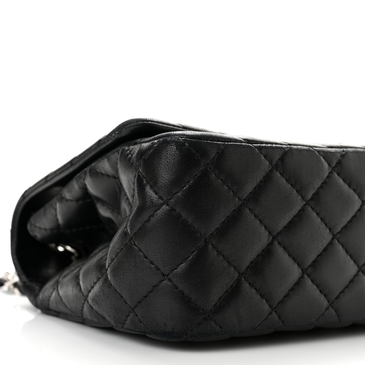 Lambskin Chevron Quilted Single Flap Black