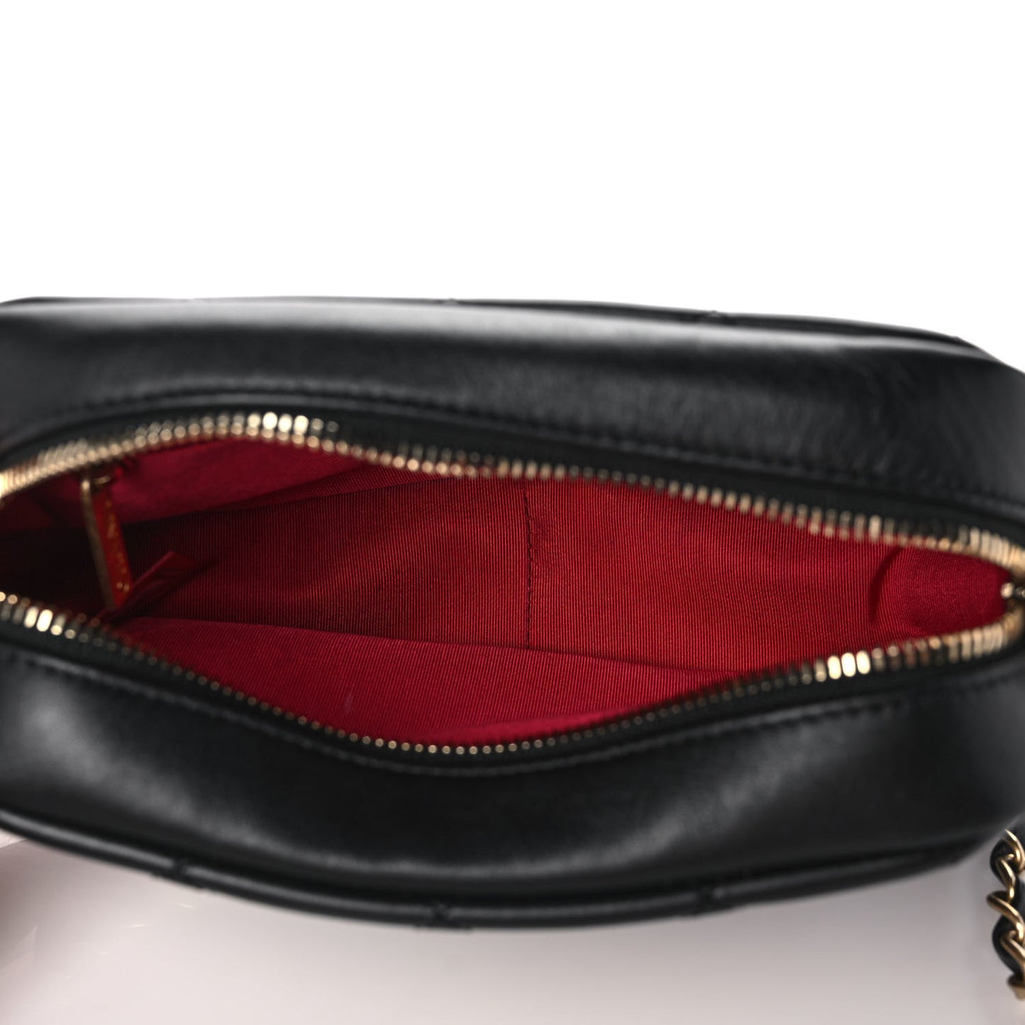 Calfskin Quilted Enchained Camera Case Bag Black