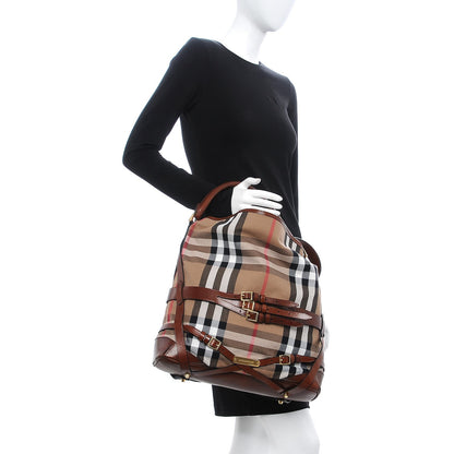 Burberry House Check Bridle Calfskin Medium Gosford Hobo Dark Tan 3 of 11