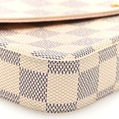 Louis Vuitton Damier Azur Pochette Felicie Chain Wallet Rose Ballerine 9 of 11